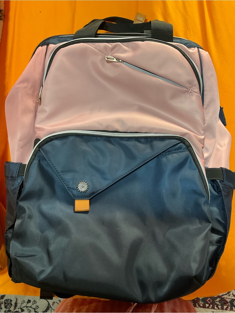 Navy and Pink Travel Backpack - Unbranded